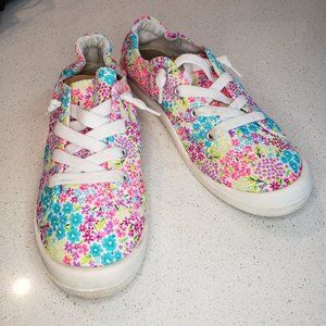 Sneakers en tissu à fleurs fluo - 8.5